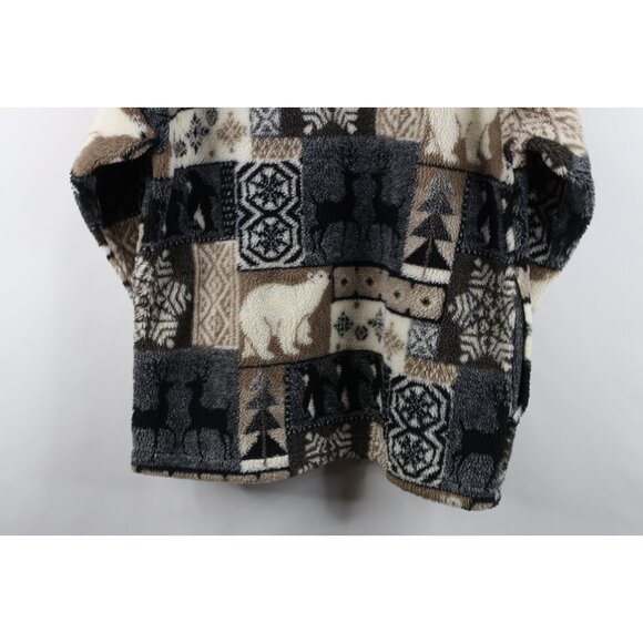 Vtg 90s Streetwear Womens Small Christmas Penguin Polar Bear Fleece Jacket USA - Picture 14 of 14